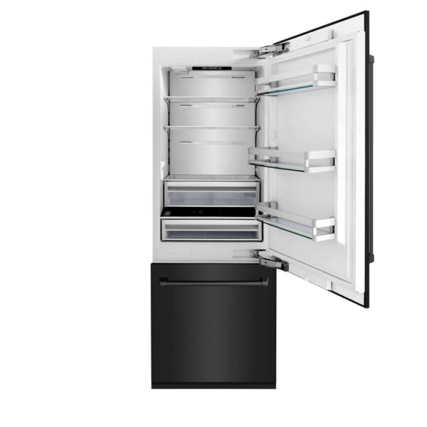 ZLINE 30 in. 16.1 cu. ft. Built-In 2-Door Bottom Freezer Refrigerator with Internal Water and Ice Dispenser in Black Stainless Steel (RBIV-BS-30) - Image 14