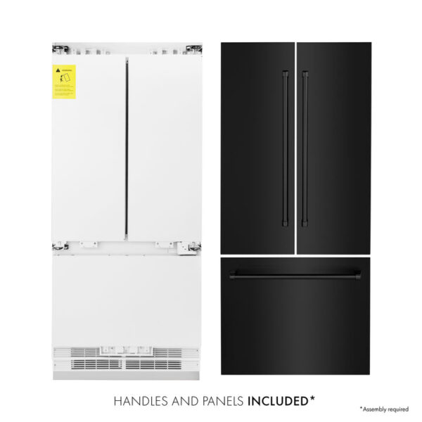 ZLINE 36 in. 19.6 cu. ft. Built-In 3-Door French Door Refrigerator with Internal Water and Ice Dispenser in Black Stainless Steel (RBIV-BS-36) - Image 14