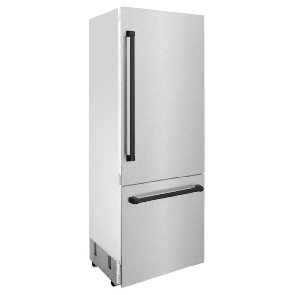 ZLINE 30 in. Autograph Edition 16.1 cu. ft. Built-in 2-Door Bottom Freezer Refrigerator with Internal Water and Ice Dispenser in Fingerprint Resistant Stainless Steel with Matte Black Accents (RBIVZ-SN-30-MB) - Image 14