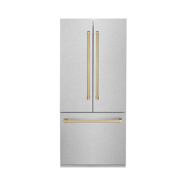 ZLINE 36 in. Autograph Edition 19.6 cu. ft. Built-in 2-Door Bottom Freezer Refrigerator with Internal Water and Ice Dispenser in Fingerprint Resistant Stainless Steel with Champagne Bronze Accents (RBIVZ-SN-36-CB) - Image 17