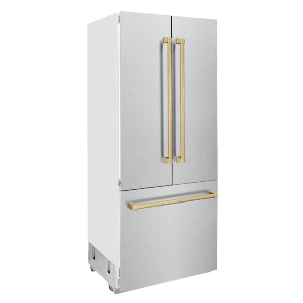 ZLINE 36 in. Autograph Edition 19.6 cu. ft. Built-in 2-Door Bottom Freezer Refrigerator with Internal Water and Ice Dispenser in Fingerprint Resistant Stainless Steel with Champagne Bronze Accents (RBIVZ-SN-36-CB) - Image 15