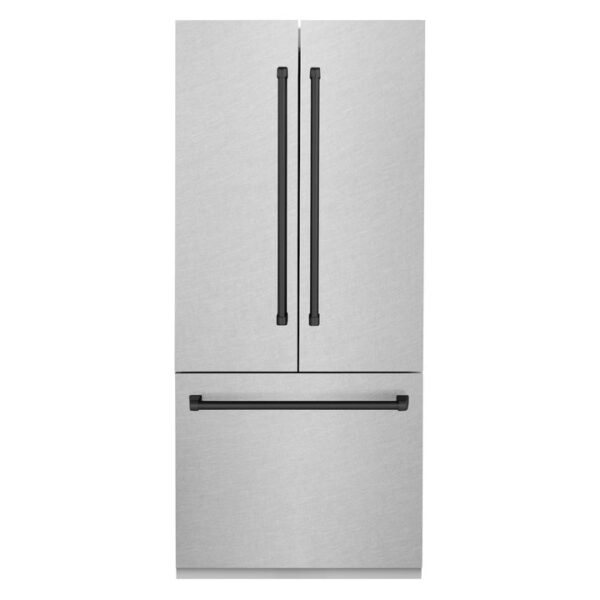 ZLINE 36 in. Autograph Edition 19.6 cu. ft. Built-in 2-Door Bottom Freezer Refrigerator with Internal Water and Ice Dispenser in Fingerprint Resistant Stainless Steel with Matte Black Accents (RBIVZ-SN-36-MB) - Image 9
