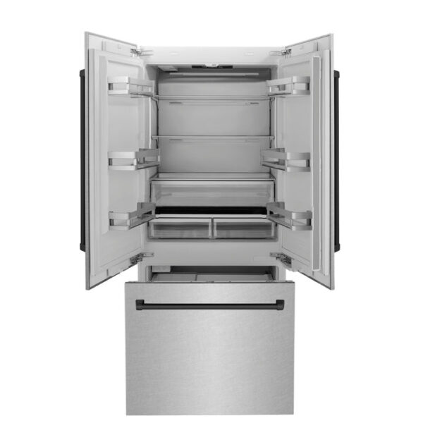 ZLINE 36 in. Autograph Edition 19.6 cu. ft. Built-in 2-Door Bottom Freezer Refrigerator with Internal Water and Ice Dispenser in Fingerprint Resistant Stainless Steel with Matte Black Accents (RBIVZ-SN-36-MB) - Image 13