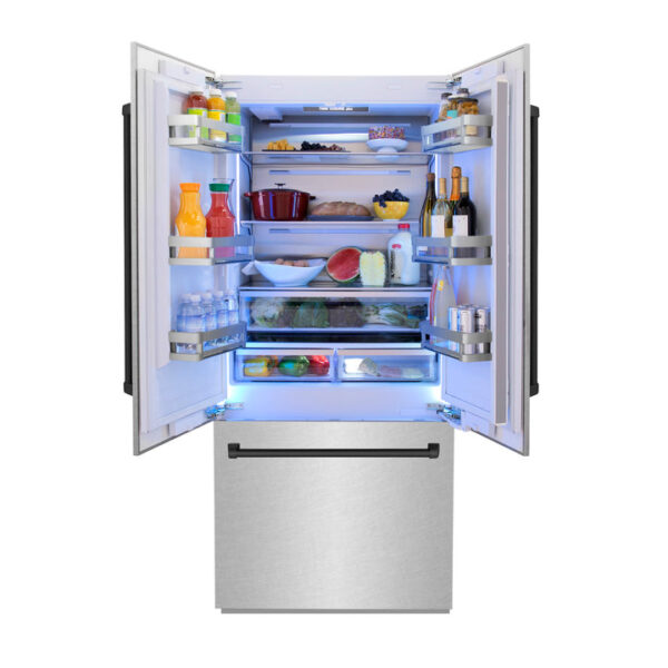 ZLINE 36 in. Autograph Edition 19.6 cu. ft. Built-in 2-Door Bottom Freezer Refrigerator with Internal Water and Ice Dispenser in Fingerprint Resistant Stainless Steel with Matte Black Accents (RBIVZ-SN-36-MB) - Image 14