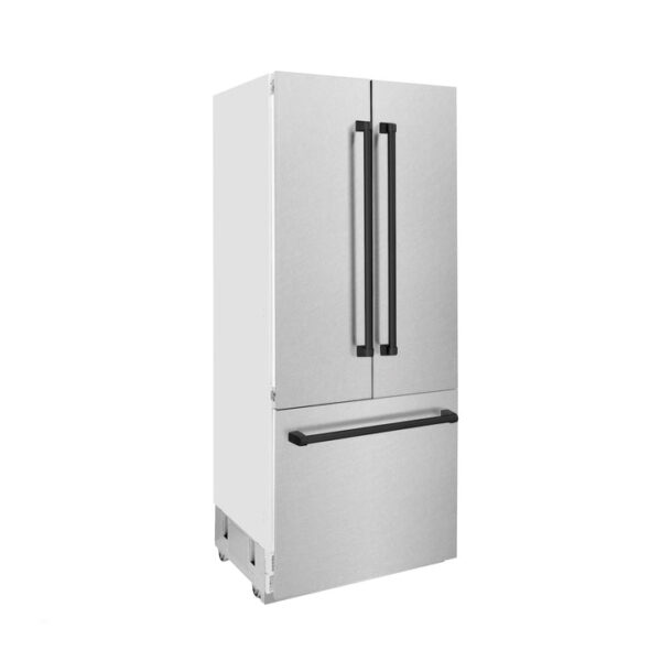 ZLINE 36 in. Autograph Edition 19.6 cu. ft. Built-in 2-Door Bottom Freezer Refrigerator with Internal Water and Ice Dispenser in Fingerprint Resistant Stainless Steel with Matte Black Accents (RBIVZ-SN-36-MB) - Image 8