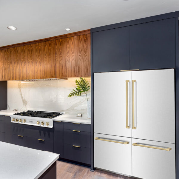 ZLINE 60 in. Autograph Edition 32.2 cu. ft. Built-in 4-Door French Door Refrigerator with Internal Water and Ice Dispenser in Fingerprint Resistant Stainless Steel with Champagne Bronze Accents (RBIVZ-SN-60-CB) - Image 19
