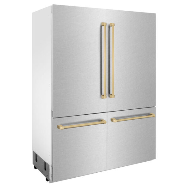 ZLINE 60 in. Autograph Edition 32.2 cu. ft. Built-in 4-Door French Door Refrigerator with Internal Water and Ice Dispenser in Fingerprint Resistant Stainless Steel with Champagne Bronze Accents (RBIVZ-SN-60-CB) - Image 17