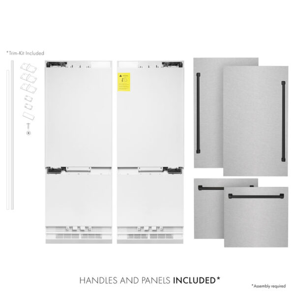 ZLINE 60 in. Autograph Edition 32.2 cu. ft. Built-in 4-Door French Door Refrigerator with Internal Water and Ice Dispenser in Fingerprint Resistant Stainless Steel with Matte Black Accents (RBIVZ-SN-60-MB) - Image 3