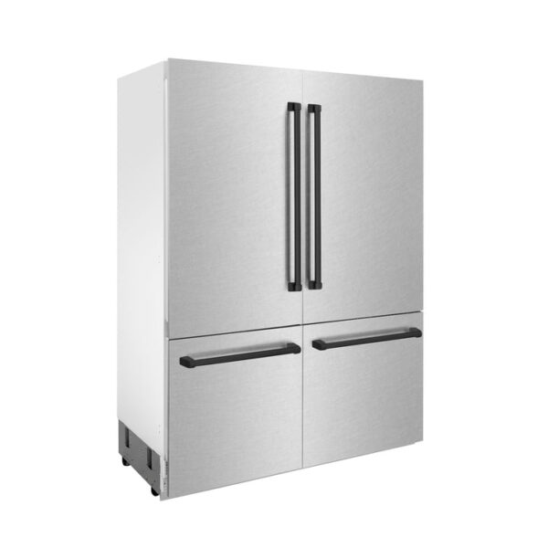 ZLINE 60 in. Autograph Edition 32.2 cu. ft. Built-in 4-Door French Door Refrigerator with Internal Water and Ice Dispenser in Fingerprint Resistant Stainless Steel with Matte Black Accents (RBIVZ-SN-60-MB) - Image 10