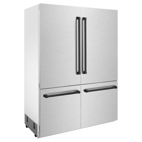 ZLINE 60 in. Autograph Edition 32.2 cu. ft. Built-in 4-Door French Door Refrigerator with Internal Water and Ice Dispenser in Fingerprint Resistant Stainless Steel with Matte Black Accents (RBIVZ-SN-60-MB) - Image 16