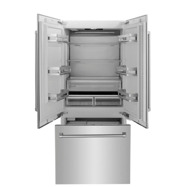 ZLINE 36 in. 19.6 cu. ft. Built-In 3-Door French Door Refrigerator with Internal Water and Ice Dispenser in Stainless Steel (RBIV-304-36) - Image 12