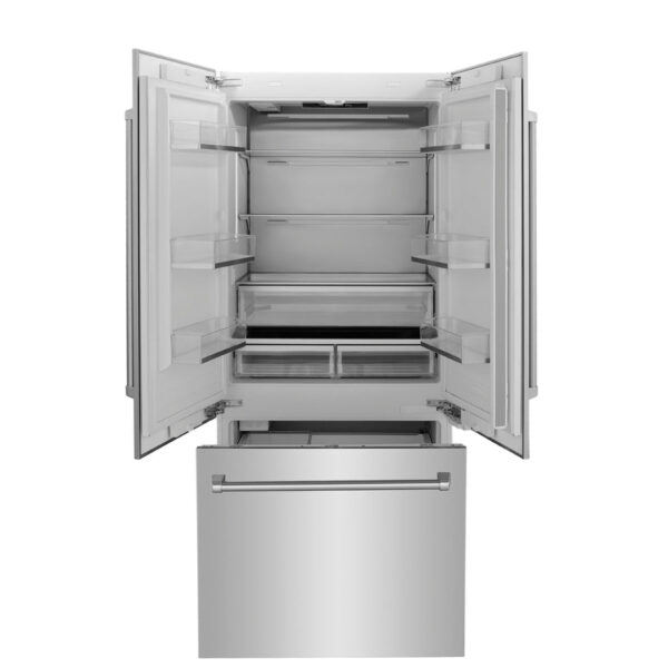 ZLINE 36 in. 19.6 cu. Ft. Panel Ready Built-In 3-Door French Door Refrigerator with Internal Water and Ice Dispenser (RBIV-36) - Image 12