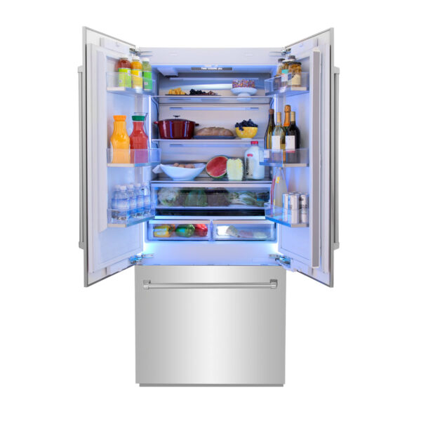 ZLINE 36 in. 19.6 cu. Ft. Panel Ready Built-In 3-Door French Door Refrigerator with Internal Water and Ice Dispenser (RBIV-36) - Image 11