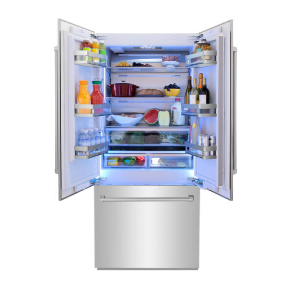 ZLINE 36 in. 19.6 cu. ft. Built-In 3-Door French Door Refrigerator with Internal Water and Ice Dispenser in Stainless Steel (RBIV-304-36) - Image 11