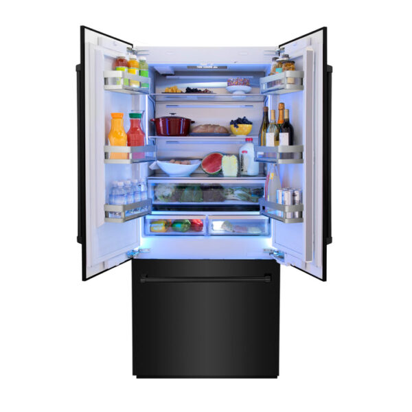 ZLINE 36 in. 19.6 cu. ft. Built-In 3-Door French Door Refrigerator with Internal Water and Ice Dispenser in Black Stainless Steel (RBIV-BS-36) - Image 11