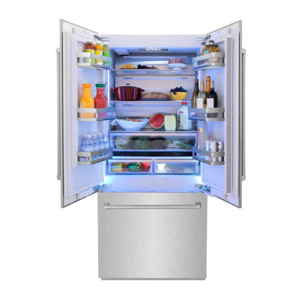 ZLINE 36 in. 19.6 cu. ft. Built-In 2-Door Bottom Freezer Refrigerator with Internal Water and Ice Dispenser in Fingerprint Resistant Stainless Steel (RBIV-SN-36) - Image 14