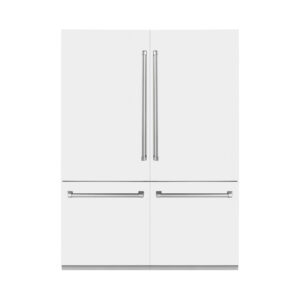 ZLINE 60 in. 32.2 cu. ft. Built-In 4-Door French Door Refrigerator with Internal Water and Ice Dispenser in White Matte (RBIV-WM-60)