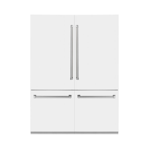 ZLINE 60 in. 32.2 cu. ft. Built-In 4-Door French Door Refrigerator with Internal Water and Ice Dispenser in White Matte (RBIV-WM-60)