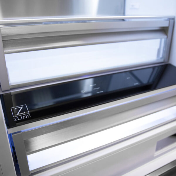 ZLINE 30” Autograph Edition 16.1 cu. ft. Built-in 2-Door Bottom Freezer Refrigerator with Internal Water and Ice Dispenser in Stainless Steel with Matte Black Accents (RBIVZ-304-30-MB) - Image 12