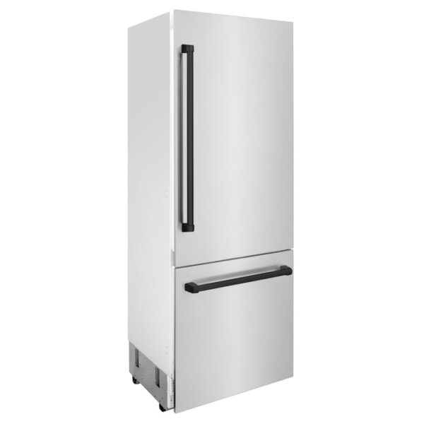ZLINE 30” Autograph Edition 16.1 cu. ft. Built-in 2-Door Bottom Freezer Refrigerator with Internal Water and Ice Dispenser in Stainless Steel with Matte Black Accents (RBIVZ-304-30-MB) - Image 14