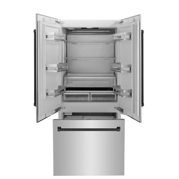 ZLINE 36 in. Autograph Edition 19.6 cu. ft. Built-in 2-Door Bottom Freezer Refrigerator with Internal Water and Ice Dispenser in Stainless Steel with Matte Black Accents (RBIVZ-304-36-MB) - Image 14