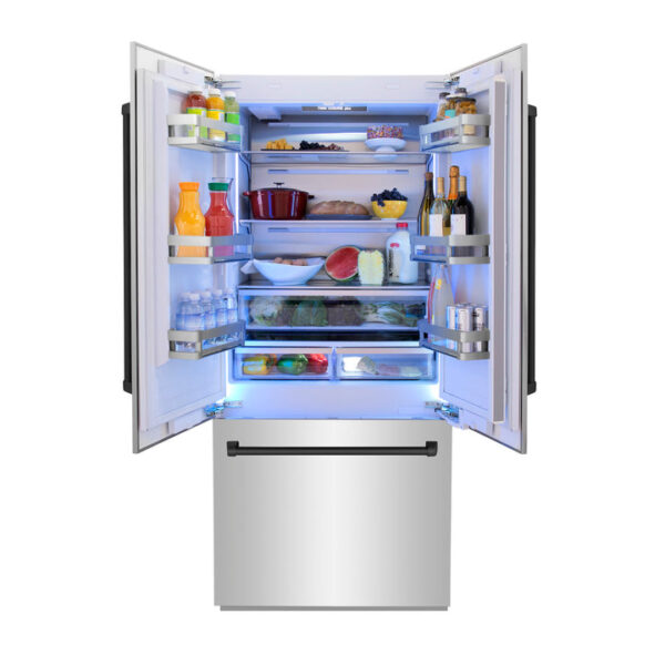 ZLINE 36 in. Autograph Edition 19.6 cu. ft. Built-in 2-Door Bottom Freezer Refrigerator with Internal Water and Ice Dispenser in Stainless Steel with Matte Black Accents (RBIVZ-304-36-MB) - Image 16
