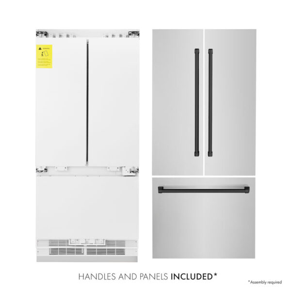 ZLINE 36 in. Autograph Edition 19.6 cu. ft. Built-in 2-Door Bottom Freezer Refrigerator with Internal Water and Ice Dispenser in Stainless Steel with Matte Black Accents (RBIVZ-304-36-MB) - Image 6