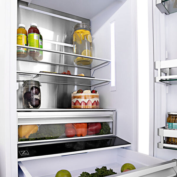ZLINE 36 in. 19.6 cu. ft. Built-In 2-Door Bottom Freezer Refrigerator with Internal Water and Ice Dispenser in White Matte (RBIV-WM-36) - Image 9
