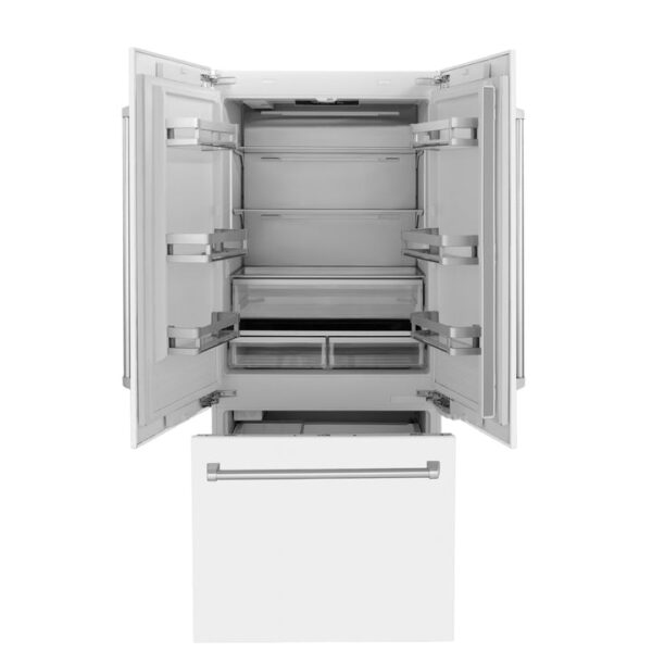 ZLINE 36 in. 19.6 cu. ft. Built-In 2-Door Bottom Freezer Refrigerator with Internal Water and Ice Dispenser in White Matte (RBIV-WM-36) - Image 12