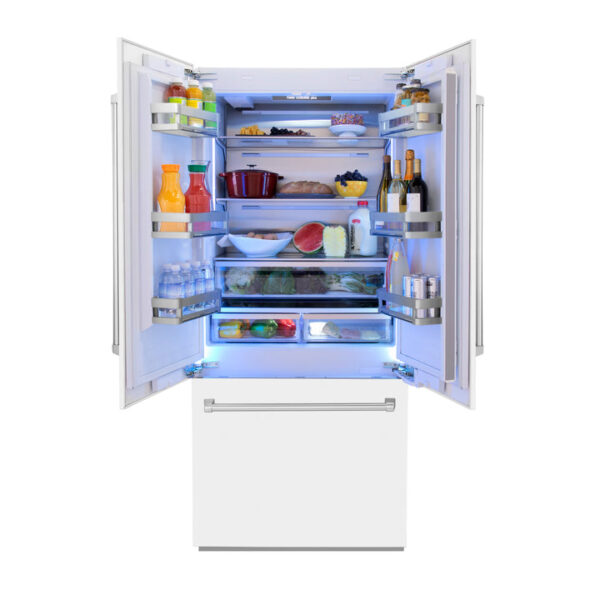 ZLINE 36 in. 19.6 cu. ft. Built-In 2-Door Bottom Freezer Refrigerator with Internal Water and Ice Dispenser in White Matte (RBIV-WM-36) - Image 11