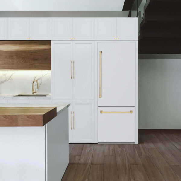 ZLINE 30 in. Autograph Edition 16.1 cu. ft. Built-in 2-Door Bottom Freezer Refrigerator with Internal Water and Ice Dispenser in White Matte with Polished Gold Accents (RBIVZ-WM-30-G) - Image 17