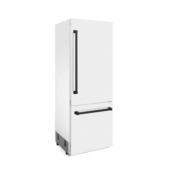 ZLINE 30 in. Autograph Edition 16.1 cu. ft. Built-in 2-Door Bottom Freezer Refrigerator with Internal Water and Ice Dispenser in White Matte with Matte Black Accents (RBIVZ-WM-30-MB) - Image 19