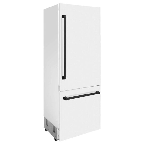 ZLINE 30 in. Autograph Edition 16.1 cu. ft. Built-in 2-Door Bottom Freezer Refrigerator with Internal Water and Ice Dispenser in White Matte with Matte Black Accents (RBIVZ-WM-30-MB) - Image 14
