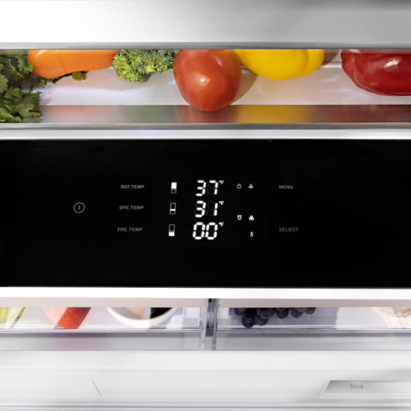 ZLINE 36 in. Autograph Edition 19.6 cu. ft. Built-in 2-Door Bottom Freezer Refrigerator with Internal Water and Ice Dispenser in White Matte with Matte Black Accents (RBIVZ-WM-36-MB) - Image 12