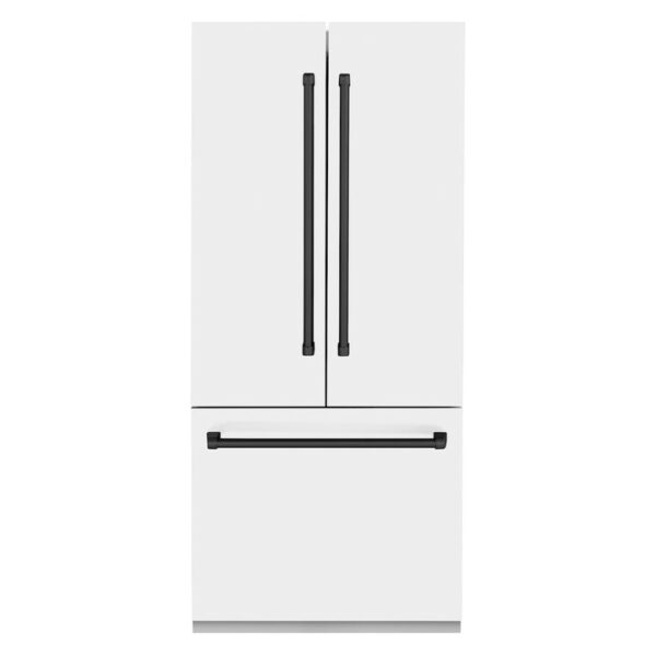 ZLINE 36 in. Autograph Edition 19.6 cu. ft. Built-in 2-Door Bottom Freezer Refrigerator with Internal Water and Ice Dispenser in White Matte with Matte Black Accents (RBIVZ-WM-36-MB) - Image 8