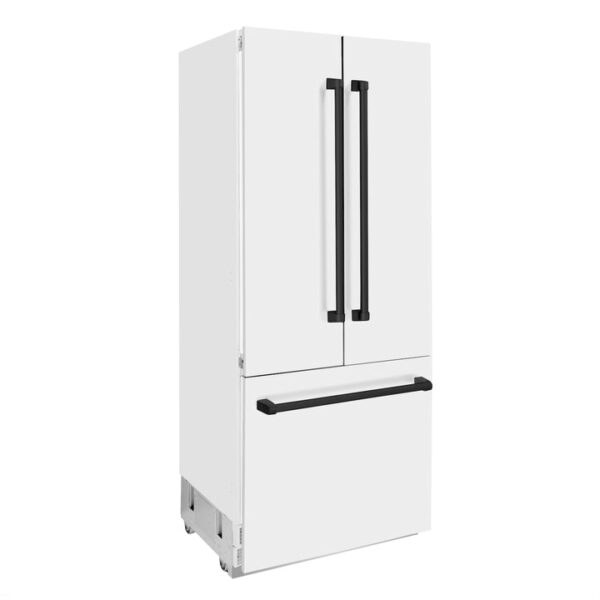 ZLINE 36 in. Autograph Edition 19.6 cu. ft. Built-in 2-Door Bottom Freezer Refrigerator with Internal Water and Ice Dispenser in White Matte with Matte Black Accents (RBIVZ-WM-36-MB) - Image 13