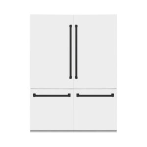 ZLINE 60 in. Autograph Edition 32.2 cu. ft. Built-in 4-Door French Door Refrigerator with Internal Water and Ice Dispenser in White Matte with Matte Black Accents (RBIVZ-WM-60-MB)