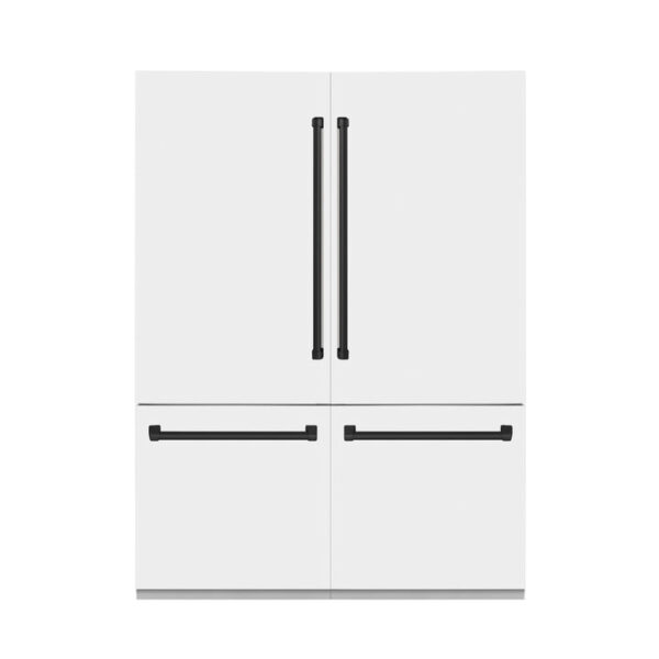 ZLINE 60 in. Autograph Edition 32.2 cu. ft. Built-in 4-Door French Door Refrigerator with Internal Water and Ice Dispenser in White Matte with Matte Black Accents (RBIVZ-WM-60-MB) - Image 13