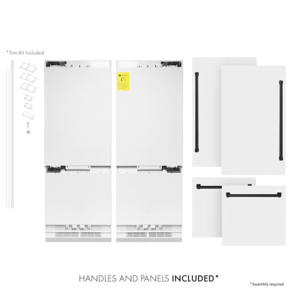 ZLINE 60 in. Autograph Edition 32.2 cu. ft. Built-in 4-Door French Door Refrigerator with Internal Water and Ice Dispenser in White Matte with Matte Black Accents (RBIVZ-WM-60-MB) - Image 6
