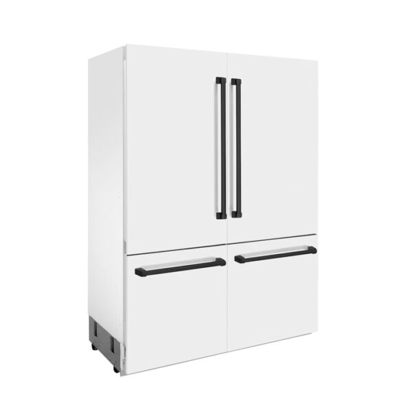 ZLINE 60 in. Autograph Edition 32.2 cu. ft. Built-in 4-Door French Door Refrigerator with Internal Water and Ice Dispenser in White Matte with Matte Black Accents (RBIVZ-WM-60-MB) - Image 10