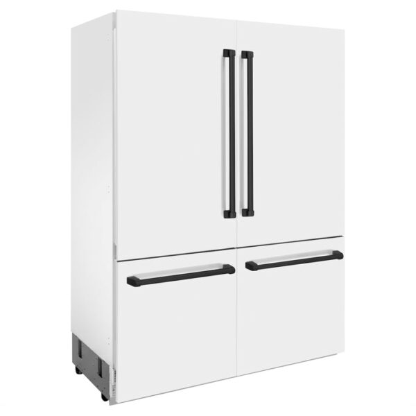ZLINE 60 in. Autograph Edition 32.2 cu. ft. Built-in 4-Door French Door Refrigerator with Internal Water and Ice Dispenser in White Matte with Matte Black Accents (RBIVZ-WM-60-MB) - Image 16