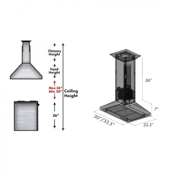 ZLINE Designer Series Oil-Rubbed Bronze Island Mount Range Hood (8GL2Bi) - Image 2