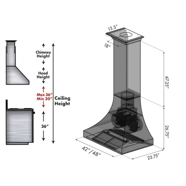 ZLINE Designer Series Copper Finish Wall Range Hood (8632C) - Image 2