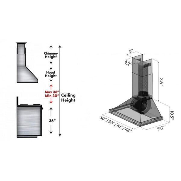 ZLINE Convertible Designer Series Fingerprint Resistant Stainless Steel Wall Mount Range Hood (8KBS) - Image 5