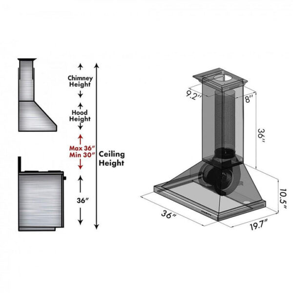 ZLINE Designer Series Hand-Hammered Wall Mount Range Hood (8KBH) - Image 2