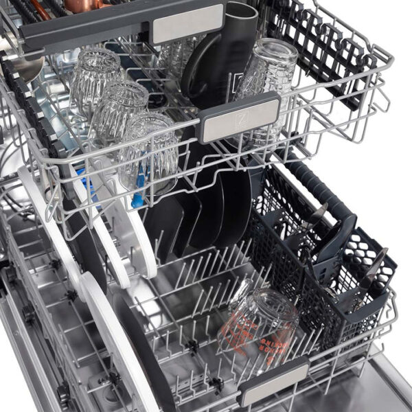 ZLINE 24 in. Panel-Included Monument Series 3rd Rack Top Touch Control Dishwasher with Hand Hammered Copper Door, 45dBa (DWMT-HH-24) - Image 7