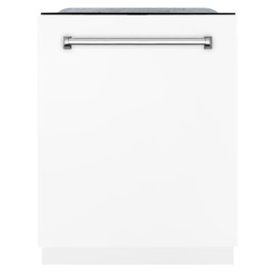 ZLINE 24 in. Panel-Included Monument Series 3rd Rack Top Touch Control Dishwasher with White Matte Panel, 45dBa (DWMT-WM-24)