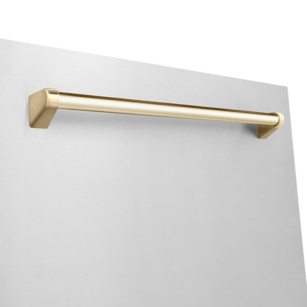 ZLINE Autograph Edition 24 in. 3rd Rack Top Touch Control Tall Tub Dishwasher in Stainless Steel with Polished Gold Handle, 45dBa (DWMTZ-304-24-G) - Image 5
