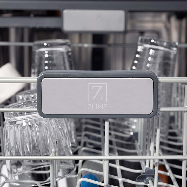 ZLINE Autograph Edition 24 in. 3rd Rack Top Touch Control Tall Tub Dishwasher in White Matte with Matte Black Accent Handle, 45dBa (DWMTZ-WM-24-MB) - Image 3