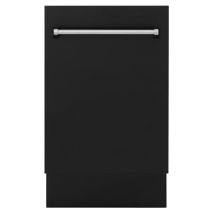 ZLINE 18 in. Tallac Series 3rd Rack Top Control Dishwasher in a Stainless Steel Tub with Black Matte Panel, 51dBa (DWV-BLM-18)